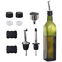 Newk Botella de aceite de oliva de 500 ml para copas de aceite y vinagre con vertedores + embudo- vinagre dispensador de…